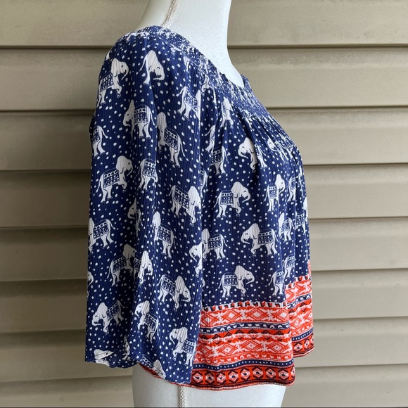 •BCNU• Boho Elephant Peasant Blouse - Size XS - Picture 5 of 9
